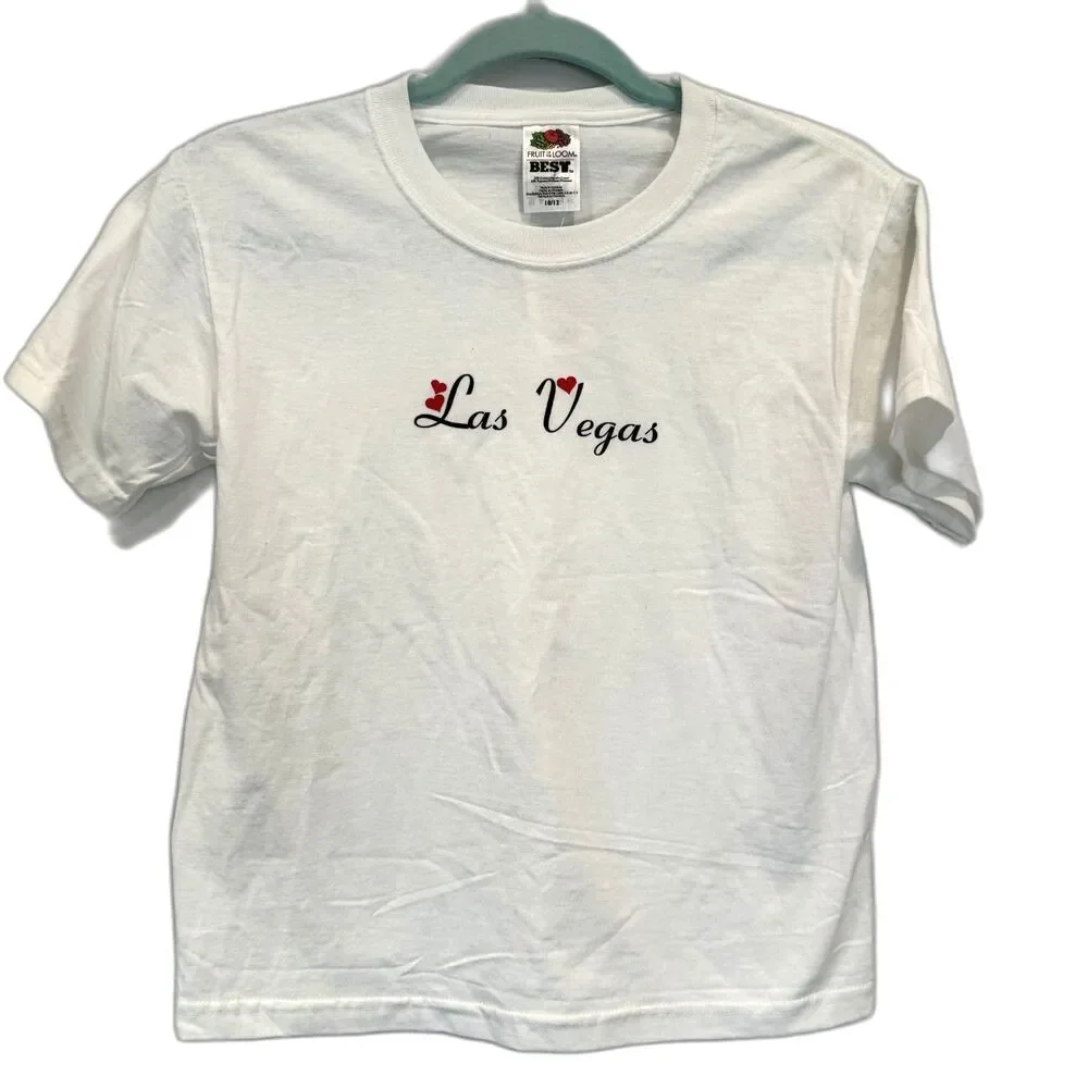 NWT Las Vegas Graphic T-Shirt Heart Fruit of the Loom Travel Kids Unisex 10-12